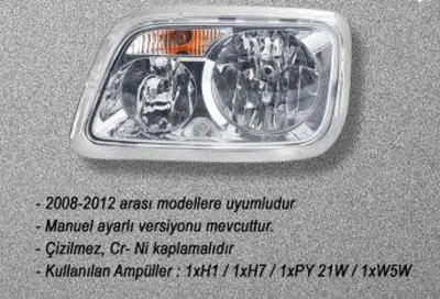 AYFAR 505432 Far Sağ Manuel Cercevelı Cızılmez Cr Nı Kaplı Actros Mp Iıı 08 12 