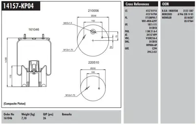 CONNECT MD 14157-KP04 Plastık Pıston Komple Mercedes A9463281401 9463281401 JAE3010501401 5021203021 5021170395 21221307 AM21221307 5021203832