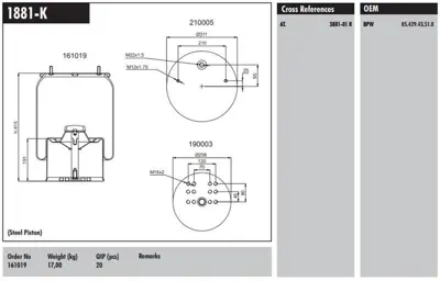 CONNECT MD 1881-K Dingil Korugu Komple Metal Pıstonlu - Bpw / Dorse 36 542943510