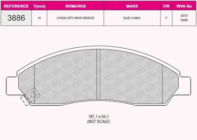 GRAP 93886 On Fren Balatası Isuzu Dmax 4x2 4x4 2003-> 89040317 8973682520 8973682510 8973293330