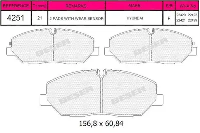 GRAP 94251 On Fren Balatası Hyundaı H350 Mınubus Panelvan 2,5 Crdı 58101559A00