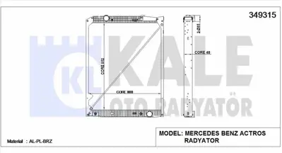 KALE 349315 Radyator Motor Mercedes Benz Actros (Cercevelı) / (At) 