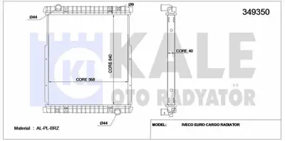 KALE 349350 Motor Su Radyatoru Iveco Eurocargo (Cercevesız) / (Mt) 