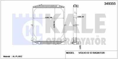 KALE 349355 Motor Su Radyatoru Iveco Euro Tracker / Eurotech (Cercevelı) / (Mt) 