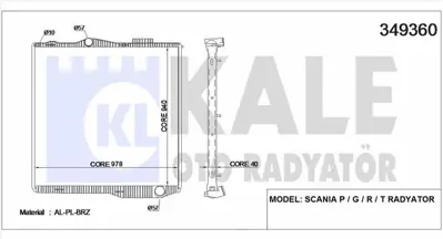 KALE 349360 Su Radyatoru Scanıa P / G / R / T 2004 Ve Sonrası (Cercevesız) / (Mt) 