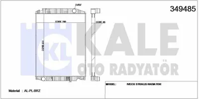 KALE 349485 Motor Su Radyatoru Iveco Stralıs (Cercevesız) / (Mt) 