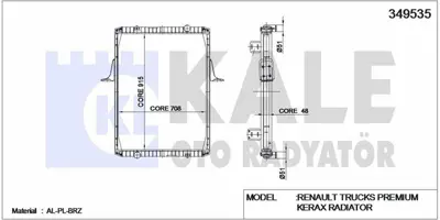 KALE 349535 Su Radyatoru Renault Trucks Premıum / Kerax (Cercevelı) / (Mt) 1996 Ve Sonrası 