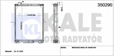 KALE 350290 Su Radyatoru Mercedes Actros Axor 3031 1831 1838 1844 1850 Otom,Soğutmalı Araclar (Cercevelı) / (At) 