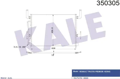 KALE 350305 Kondenser (Klima) Radyatoru Renault Trucks Premıum / Kerax 385/400/420 1996 -->2004  72GB2261BA 6C11V107T00BA 96FB2261AA GWC1820 XS512261AA 1517558 1006013 1104131 1484752 1E0426610