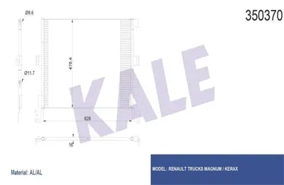 KALE 350370 Kondenser (Klima) Radyatoru Renault Trucks Magnum / Kerax / Premıum2 430/440/450/460 Dxı 2004 Sonras 