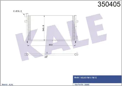 KALE 350405 Kondenser (Klima) Radyatoru Volvo Fm Fm7 9 12 / Fmx 1998 2005 Ve Sonrası 