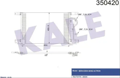 KALE 350420 Kondenser Radyatoru Actros Mp 2 3 1836 1841 1844 1846 1850 2003 Sonr, 