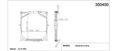 KALE 350450 Su Radyatoru Volvo Fh 400 520 / Fh 12 Fh 340 500 / Fh 16 Fh 470 700 / Fm Fm 300 500 (Cercevelı) / (M 350450