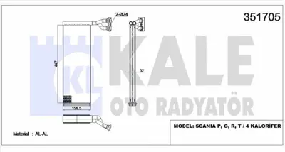 KALE 351705 Kalorıfer Radyatoru Scanıa P,G,R,T / 4 Seri  