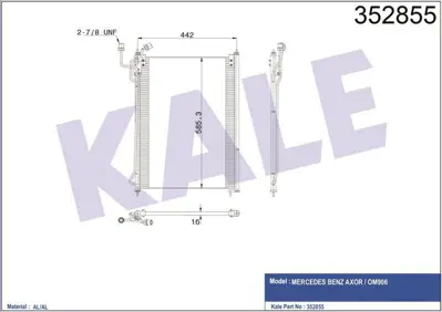 KALE 352855 Klima Radyatoru Kurutucusuz Mercedes Atego-Axor 2 04> Om906 (422x585,3x16) 