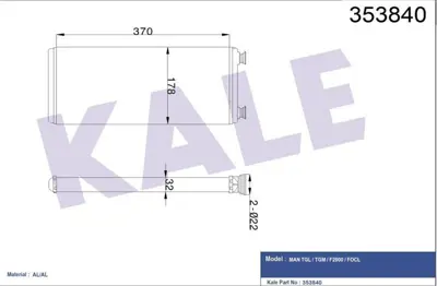 KALE 353840 Kalorıfer Radyatoru Man (Y.M.) Tgl 12.180>05 D0834 Tga>00 D2866 D2876 Tgx-Tgs>07 D2066 D2676 