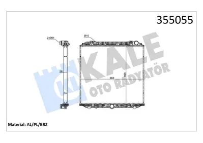 KALE 355055 Motor Radyatoru Cercevesız Actros Mp4-5 11>/Antos 12>/Arocs 13> Om471-470-936 Euro 6 (895x960x58) 