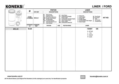 KONEKS 130407 Gomlek (Kalın) Transıt M12 M15 93,65mm Semı 1402165000