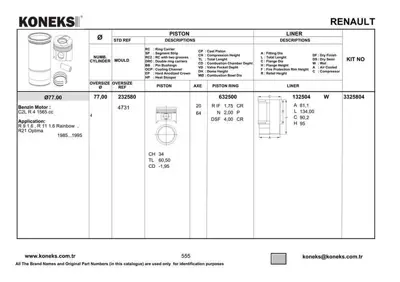 KONEKS 132504 Gömlek Optıma 1.6 Cc (C2l) 77mm Std 