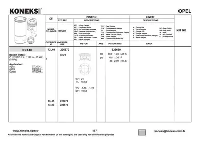 KONEKS 226670 Pıston+segman 73,4mm Std  Corsa C - Astra H Z12xep 5623261