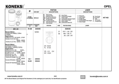 KONEKS 626430 Motor Segmanı 81,6mm Std Vectra-Omega-Calıbra 2,5 V6 93-> 630196