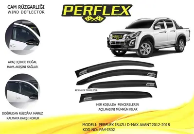 PERFLEX PA4-IS02 Cam Ruzgarlıgı Classıc Tıp 4 Parca Isuzu D-Max 2012-2018 