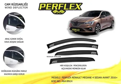 PERFLEX PA4-RN14 Cam Ruzgarlıgı Classıc Tıp 4 Parca Megane 4 Sedan  2016+ 