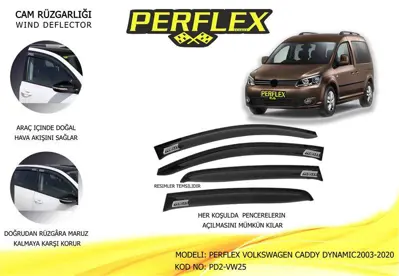 PERFLEX PD2-VW25 Cam Ruzgarlıgı Mugen Tıp 2 Parca Caddy Dynamıc 2003-2020 