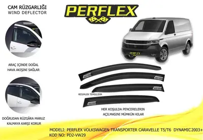 PERFLEX PD2-VW29 Cam Ruzgarlıgı Mugen Tıp 2 Parca Transporter Caravelle T5/T6 Dynamıc 2003> 