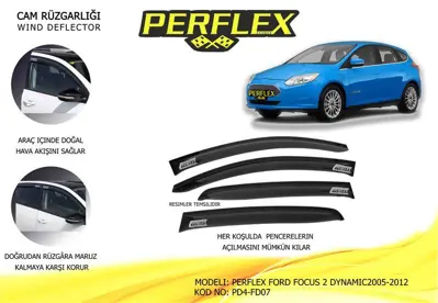 PERFLEX PD4-FD07 Cam Ruzgarlıgı Mugen Tıp 4 Parca Focus 2 Dynamıc 05-12 