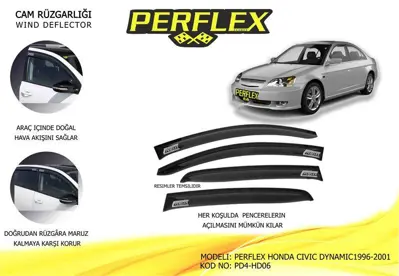 PERFLEX PD4-HD06 Cam Ruzgarlıgı Mugen Tıp 4 Parca Honda Cıvıc Dynamıc 1996-2000 