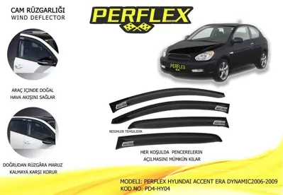 PERFLEX PD4-HY04 Cam Ruzgarlıgı Mugen Tıp 4 Parca Hyundaı Accent Era Dynamıc 2006-2011 