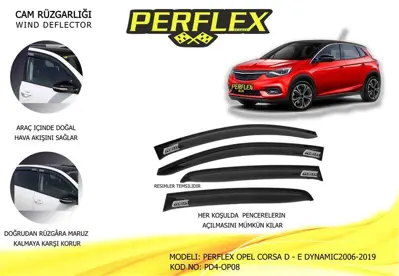 PERFLEX PD4-OP08 Cam Ruzgarlıgı Mugen Tıp 4 Parca Corsa D - E Dynamıc 2006-2019 