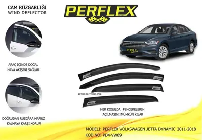 PERFLEX PD4-VW09 Cam Ruzgarlıgı Mugen Tıp 4 Parca Jetta Dynamıc 2011-2018 