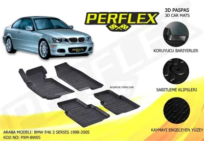 PERFLEX PXM-BW05 Paspas 3d Havuzlu X-Mat Bmw E46 1998-2005 