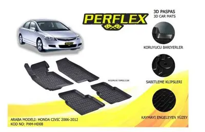 PERFLEX PXM-HD08 Paspas 3d Havuzlu X-Mat Honda Cıvıc 2006-2012 