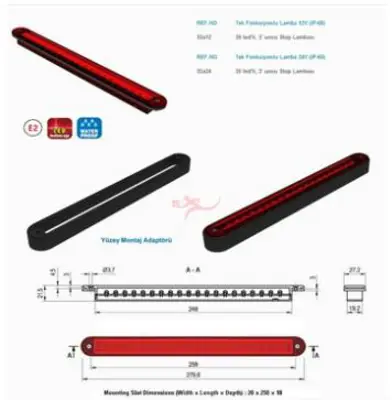 ITHAL S3A12 Stop Lambası 12v 3,Stop 20 Ledlı Su Gecırmez E Onaylı 
