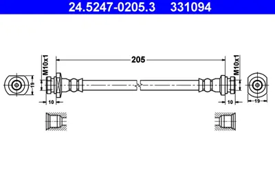 WONGA 01201 Fren Hortumu Arka Kalos 2002 -> Aveo 2001 -> 96407749 96534546 5157070B30000 96534545