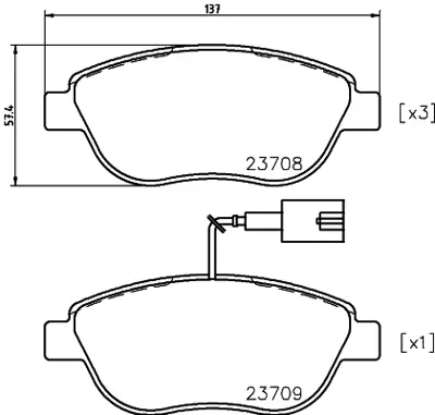 WONGA 27926 Fren Balatası Ön Fişli Combo D Fıorıno Linea Doblo Punto-Sac-Shim-Indıkator Fıs 71770122 71770116 71770046 5743721 5741585 51928528 95599885 95518218 1605268 1605267