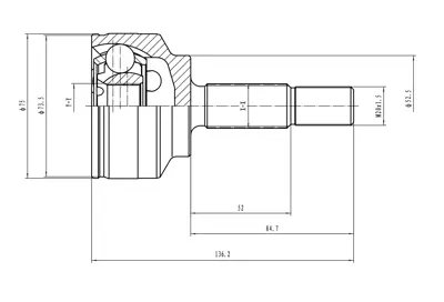 ODM-MULTIPARTS RN 1 1064 Aks Kafası Dış 0 A:21 C:52,5 B:28 H:84,7 L:51,5 