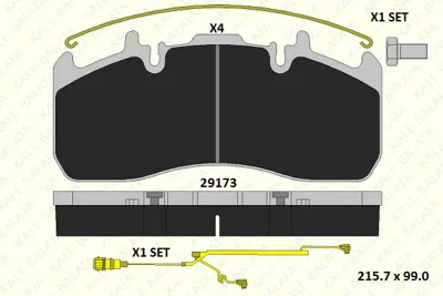 KALE 29173 292 24 KD06 On / Arka Fren Balatası Volvo 440 09> / Renault Mıdlum 06> / Ford Cargo 1842-4142 (Fıslı) 20568715 5001864365