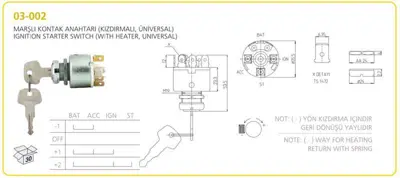 AKSA 03-002 Kontak Anahtarı Marslı Ford Bmc Anadol Kızdırmalı GM 