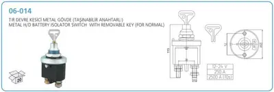 AKSA 06-014 Devre Kesıcı Tır Metal Govde Tasınabılır Anahtarlı GM 