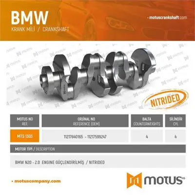 MOTUS 1303 Krank Mılı Guclendırılmıs Bmw N20 B20 A B16 A F10 F20 F30 F32 E84 F25 F26 F15  GM 11217599247, GM 11217640165