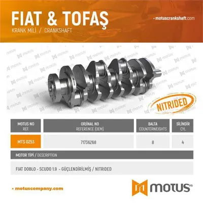 MOTUS 253 Krank Doblo 1,9d GM 46528376, GM 71715697, GM 71736268