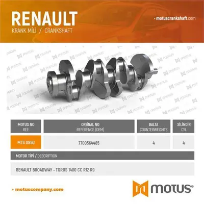 MOTUS 850 Krank R9 R12 1.4 (Broadway -Toros) GM 7700564485