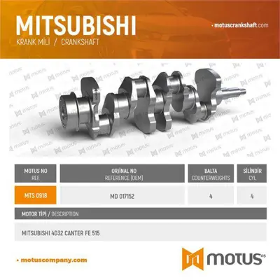 MOTUS 918 Krank Mılı Mıtsubıshı 4d32 Canter Fe515 Fe635 Hyundaı Hd72 Hd77 GM 2310041700