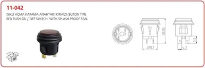 AKSA 11-042 Acma Kapama Anahtarı Isıklı Kırmızı 