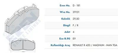 ITHAL HP D.008/1 M201 On Fren Balatası Axor Actros Mp4 10> Arocs Antos 1842 1835 1848 2036 2040  (Mavı Kutu) GM HPD0081M201