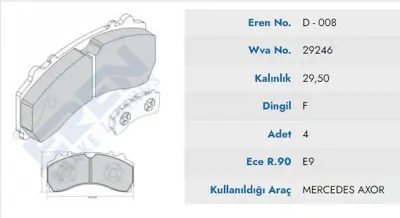 ITHAL PRM-D.008/1 M201 Fren Balatası On M-Benz Axor Actros Mp4 10> Arocs Antos 1842 1835 1848 2036 2040 (Premıum) GM PRMD0081M201